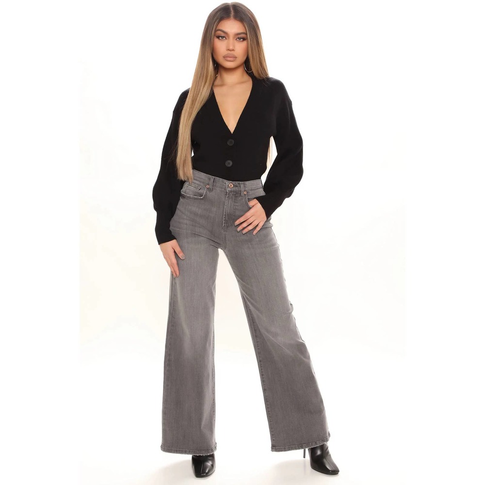 JEANS WOMEN WIDE LEG GREY NEW